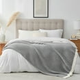 thumbnail image 2 of Snuggle Sac Reversible Ribbed Throw Blanket Fuzzy Knit Blanket for All Season, Gray, 50*60", 2 of 5