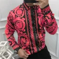 thumbnail image 1 of Camisa de solapa de manga larga con estampado de 8 colores, moderna e informal, de tela cómoda y de alta calidad, tallas XS-6XL, 1 of 6
