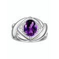thumbnail image 3 of RYLOS Bagues pour Femmes Bague en Or Blanc 14K XOXO Câlins et Baisers Bague Pierre Précieuse 9x7 mm et Diamant Bijoux Améthyste de Février pour Femmes Taille 8, 3 of 7