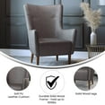 thumbnail image 4 of BizChair Traditional Wingback Accent Chair, Commercial Grade Faux Leather Upholstery and Wooden Frame and Legs, Dark Gray, 4 of 10