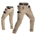 thumbnail image 2 of Domzest Men's Flex Tactical Pants Cotton Stretch Work Cargo Pants Lightweight EDC Outdoor Hiking Trousers Khaki 3XL, 2 of 4