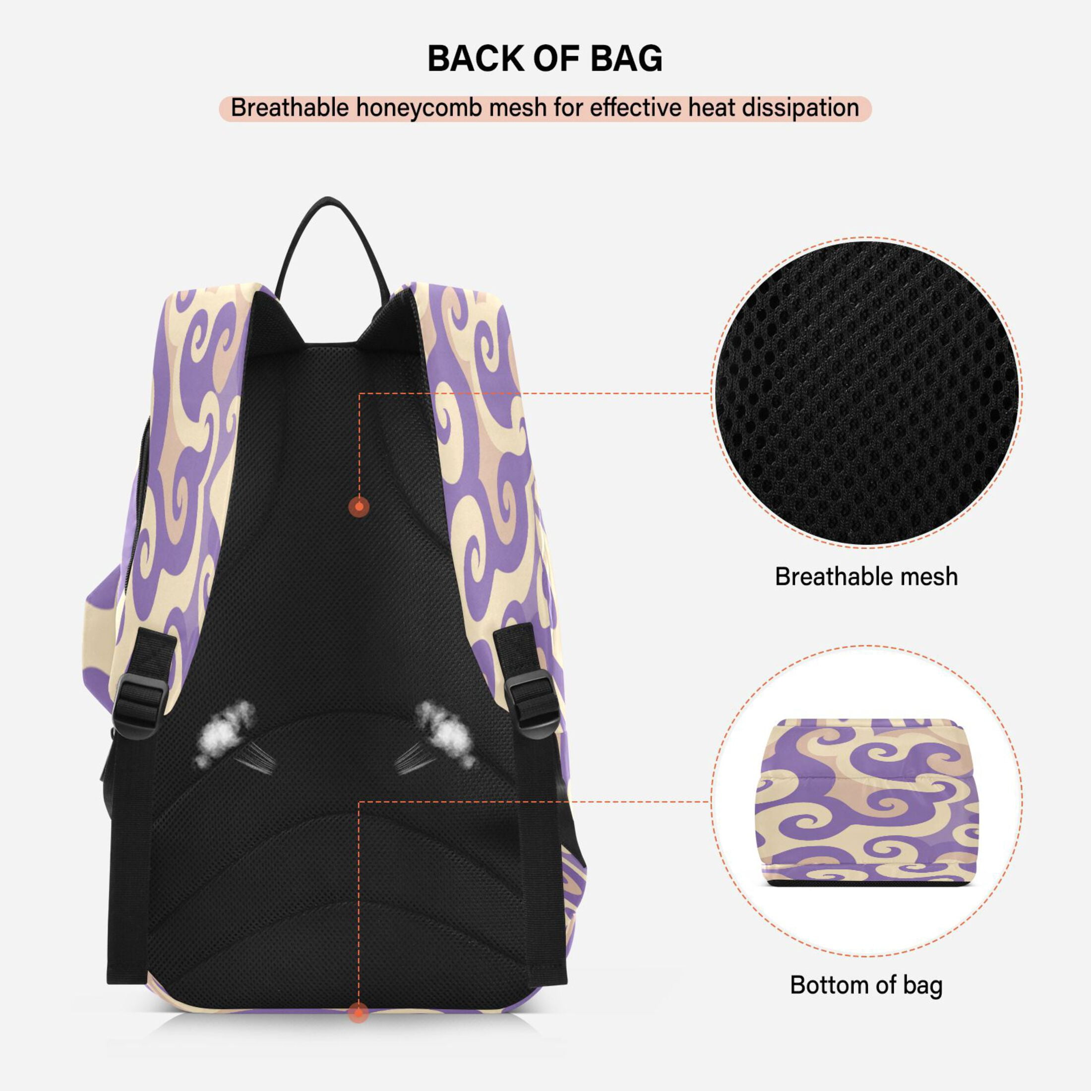 2 Racquet Holder Tennis Backpack Tennis Racket Covers Gym Bags Purple Whirlwind