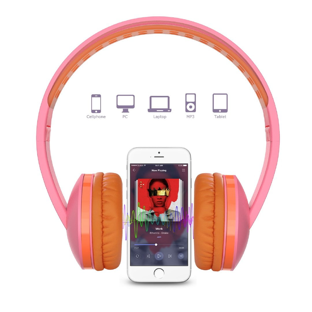 Kids headphone Foldable Corded Headphones Wired Headsets with Microphone Adjustable Headband Soft Ear Cushion for Children/Teens/Boys/Girls/Smartphones/School