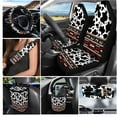 thumbnail image 2 of Yuyamidu Cow Print Car Seat Cover Full Set Western Aztec Steering Wheel Cover Auto Seatbelt Pads Coaster Trash Can Air Vent Holder Rear View Mirror Cover Car Coasters Keychain 15 Packs, 2 of 7