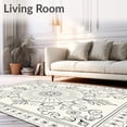 thumbnail image 2 of ODIKA 8'x10' Machine Washable Non-Slip Area Rug, Symmetrical Floral Medallions with Delicate Line Detailing High Traffic Rug, Black, 463914, 2 of 7