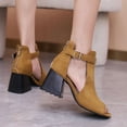 thumbnail image 6 of SACFOF Womens Peep Toe Ankle Booties Chunky Heels Cutout Back Zipper Sandals Suede Side Ankle Strap Dress Sandals, 6 of 6