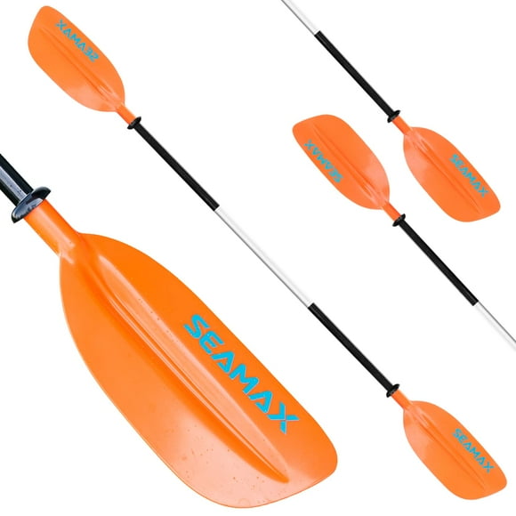 Seamax Marine Kayak Paddle Blade, 1.6 Lbs Light Weight Aluminum Shaft with 3 Adjustable Angle, 14” Ultra Long Hand Grip & Overall Length 85.5”/220cm - Maple Orange…