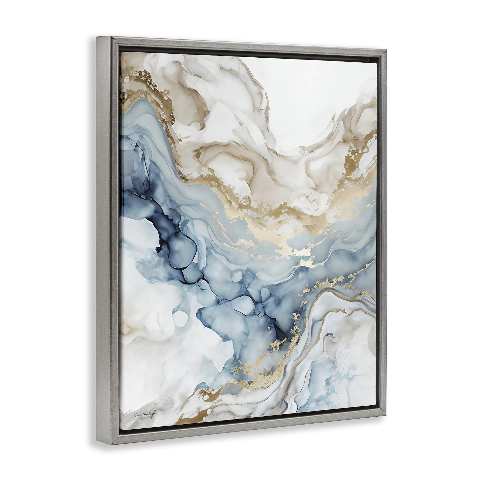 Stupell Industries Chic Geode Pattern Abstract Painting Gray Floater Framed Canvas Art Print Wall Art, 25 x 31