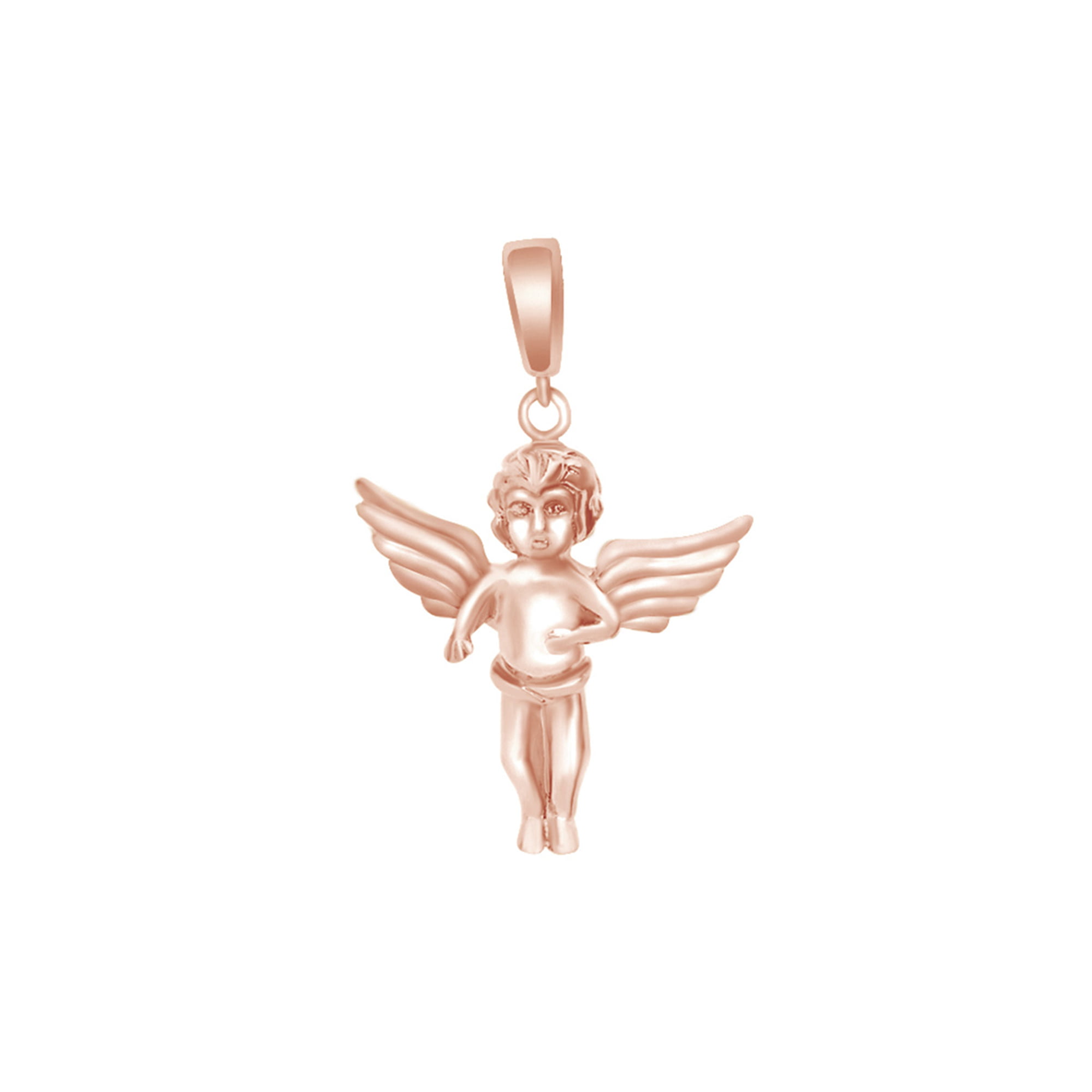 Cute Mens Two Tone Baby Angel Charm Pendant Real Solid 14K Yellow White Gold