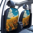 thumbnail image 3 of Fuzoiu Clear Sky Sunflower Print 2 Pack Kick Mat Back Seat Protector With 3 Storage Pockets, Universal Car Seat Back Organizer For Kids Pets, Waterproof Backseat Protector For Most Car, 3 of 8