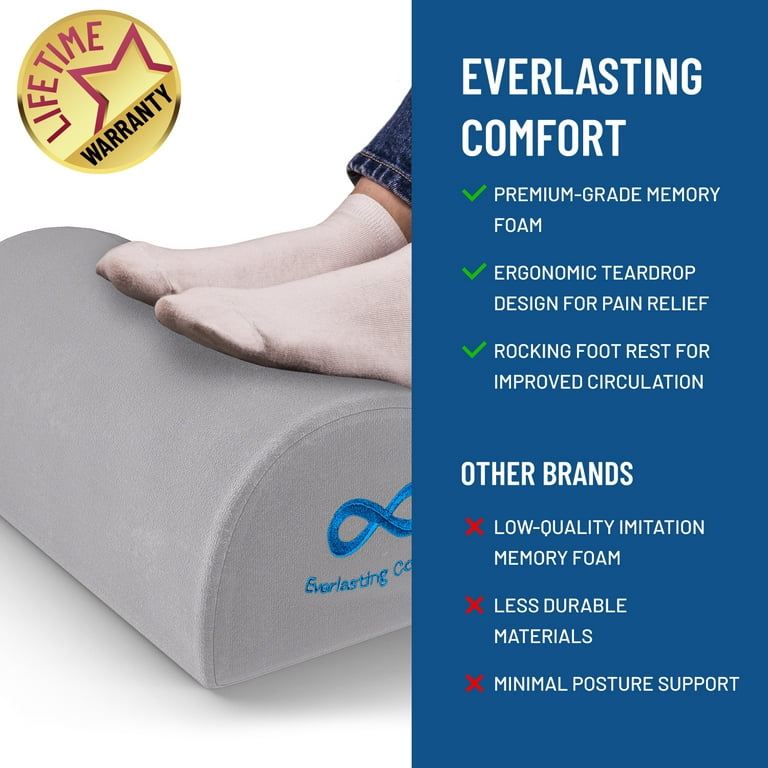Everlasting Comfort Seat Cushion, Pain Relief for Legs, Hips, and Back,  Pure Memory Foam (Gray) 