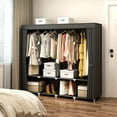 thumbnail image 2 of Spacious Portable Wardrobe Closet Organizer with Full Cover, 3 Hanging Rods & 8 Storage Shelves, Mobile Clothing Rack with 2 Side Pockets, Durable Freestanding Storage Cabinet for Bedroom Home Use, 2 of 9
