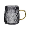 thumbnail image 1 of Tazas de vidrio texturizado Glacier de 480 ml con asas for té, capuchino, latte, zumo y leche., 1 of 7