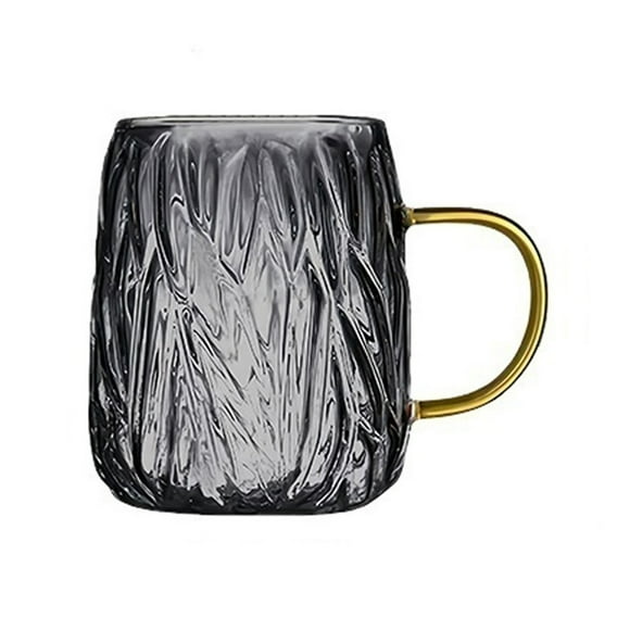 Glass Drinking Cups, 480ml Glacier Textured Glass Coffee Mugs with Handles for Tea Cappuccino Latte Juice and Milk