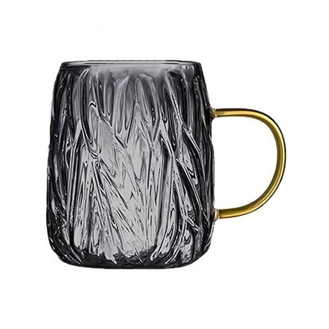 Tazas de vidrio texturizado Glacier de 480 ml con asas for té, capuchino, latte, zumo y leche.