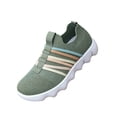 thumbnail image 3 of Domuza Women's Colorful Stripe Knit Slip-On Sneakers, Lightweight Breathable Comfort Walking Shoes, Casual Non-Slip Footwear for All-Day Wear Green 7（EU-38）, 3 of 5