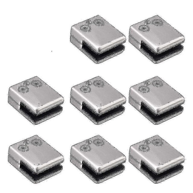 Glass Clamp, 8 Pack Stainless Steel Square Clamp 6-8mm Glass Clip Clamp Bracket Flat Back -JA