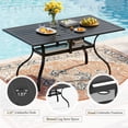 thumbnail image 2 of SUNCROWN 7-Piece Outdoor Patio Dining Set with Metal Steel Square Table with 1.57" Umbrella Hole, Textilene Chairs for 6-Person,(Black), 2 of 6