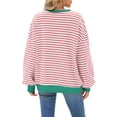 thumbnail image 3 of Deago Women Oversized Striped Color Block Long Sleeve Crew Neck Sweatshirt Casual Loose Pullover Y2K Shirt Top, 3 of 8