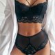 thumbnail image 4 of Conjunto de lencería sexy de encaje francés ultrafino: sujetador push-up con aberturas, sujetador clásico con estampado floral y bragas de talle alto para mujer., 4 of 5