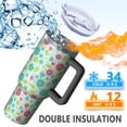 thumbnail image 5 of 40oz Pioneer Flower Floral Print Pattern Insulated Tumbler with Handle, BPA-Free Leak Proof Lid and Straws, Double Wall Vacuum, Hot 12h/Cold 34h, 5 of 6