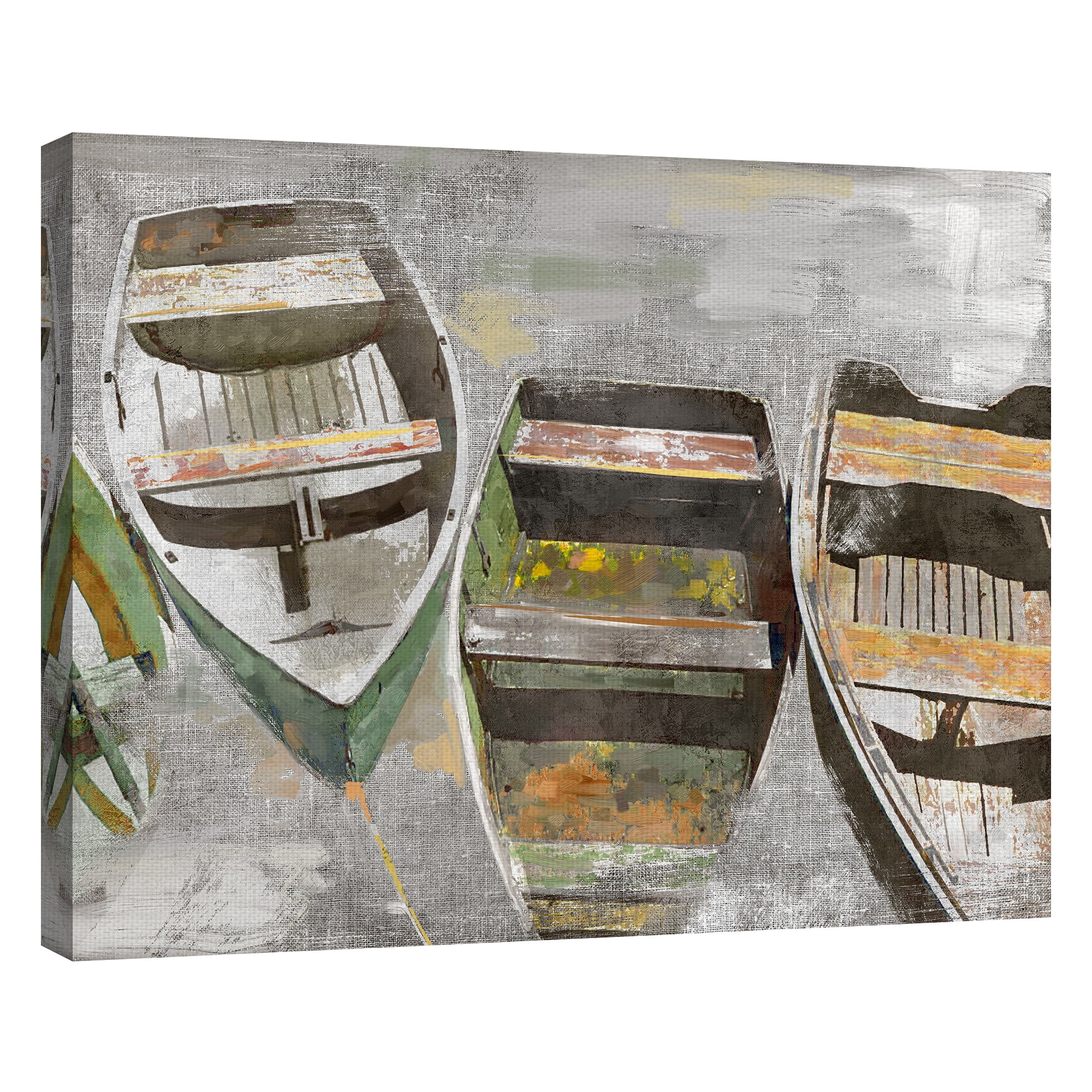 Masterpiece Art Gallery Docked Row Boats by Studio Arts Canvas Art Print 22" x 28"