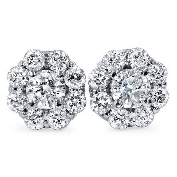 Pompeii 1 1/2ct Halo Fire Diamond Studs 14K White Gold (G/H,I1)