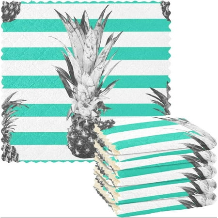 

Tropical Pineapple Kitchen Towels Dish Towels 6 Pack Reusable Cleaning Dish Cloths Dish Rag for Kitchen