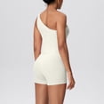 thumbnail image 5 of XUNKUSGA Workout Sets for Women Fashion One Shoulder Tops and High Waist Biker Shorts 2 Piece Sets for Women Soild Color Seamless Stretchy Matching Workout Sets,White,S, 5 of 7