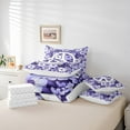 thumbnail image 4 of Purple Bohemian Bedding Set Peace Sign Hippy Comforter 7 Pieces,Boho Floral Decor Bed In A Bag Woman Bedroom Extoic Flowers Queen Sheet Set With Comforter, 4 of 5