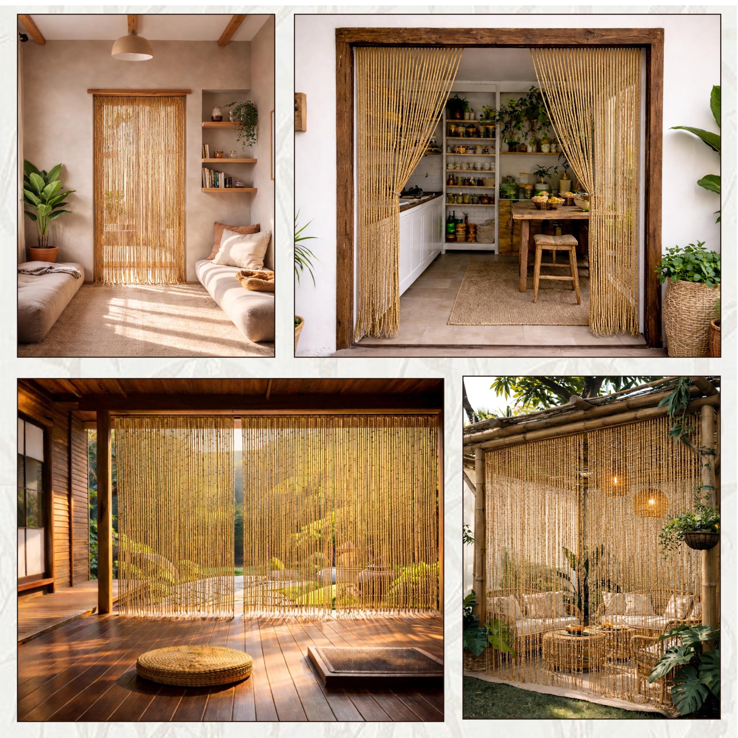 Beaded Doorway Curtains Natural (With Round Bead) Decorative Indoor Hanging Blinds
