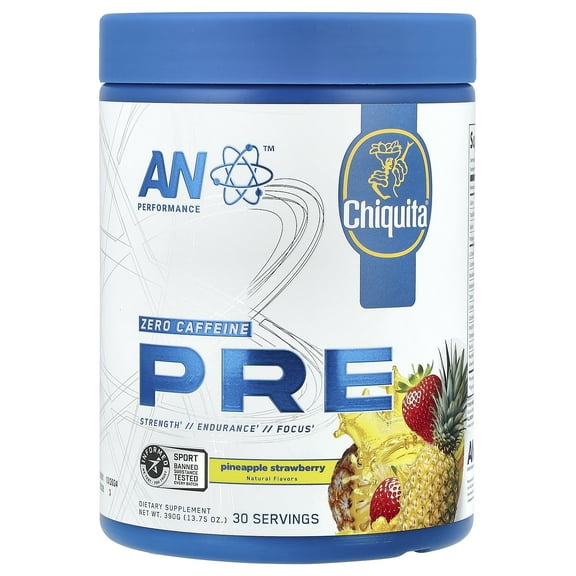 AN Supps Pre-Workout, Zero Caffeine, Pineapple Strawberry, 13.75 oz (390 g)