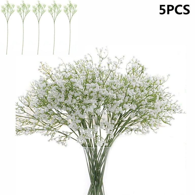 5PCS Long Stem Artificial Baby Breath Flowers Fake Real Touch