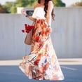 thumbnail image 3 of Falda de playa para mujer Estilo bohemio Estampado floral Plisado Ajuste suelto Una línea Traje diario FLhrweasw Nuevo, 3 of 8