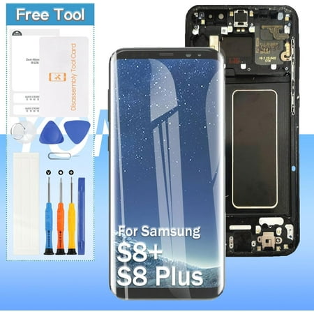 (AMOLED) Screen Replacement for Samsung Galaxy S8 Plus G955 LCD Display Touch Digitizer Glass Assembly - Black with Frame - Tools