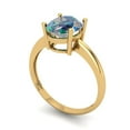 thumbnail image 2 of 2 ct Oval Cut Blue Moissanite Solitaire 18K Yellow Gold Womens Engagement Ring, 2 of 5