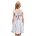 thumbnail image 4 of IBTOM CASTLE Teen Summer Holiday Floral Dress Junior Beach Casual Sundress | Tween Self Tie Back Flutter Sleeve Tea Party Back to School Prom Dress White, 4 of 7