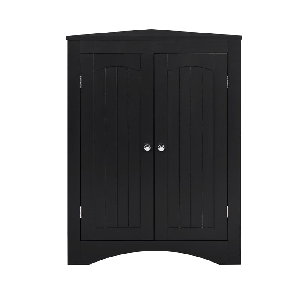 Hassch Corner Bathroom Storage Cabinet, Triangle Freestanding Floor Storage Cabinet with Adjustable Shelves and 2 Doors for Bathroom, Kitchen, Living Room or Bedroom (Espresso)