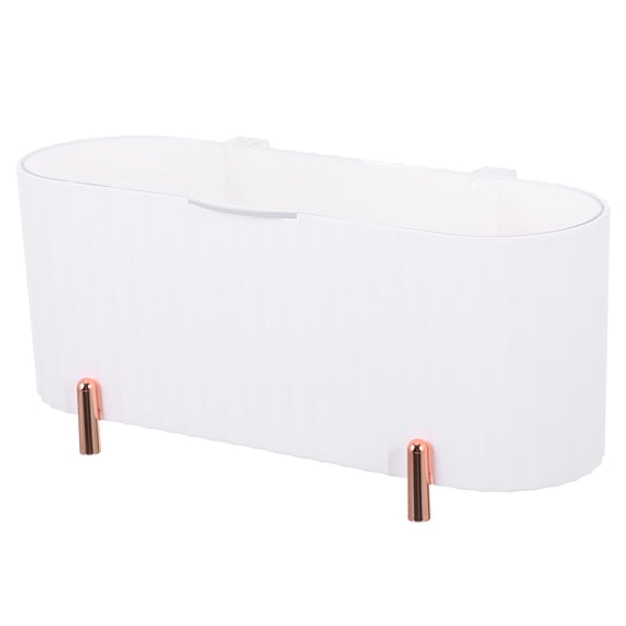 ETEREAUTY White Makeup Sponge Organizer with Cotton Swabs Holder, Vanity Storage Container for Cosmetics and Beauty Tools