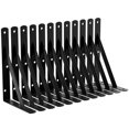 thumbnail image 1 of Soportes de estante LEOPO de 9 pulgadas, resistentes, paquete de 12 unidades, acero negro, 1 of 6