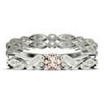 thumbnail image 1 of Vintage Look Boho & hippie 1.75 Carat Round Cut Morganite And Diamond Moissanite Engagement Ring, Wedding Ring in 925 Sterling Silver With 18k White Gold Plating, Promise, Trio Set, Matching Band, 1 of 4