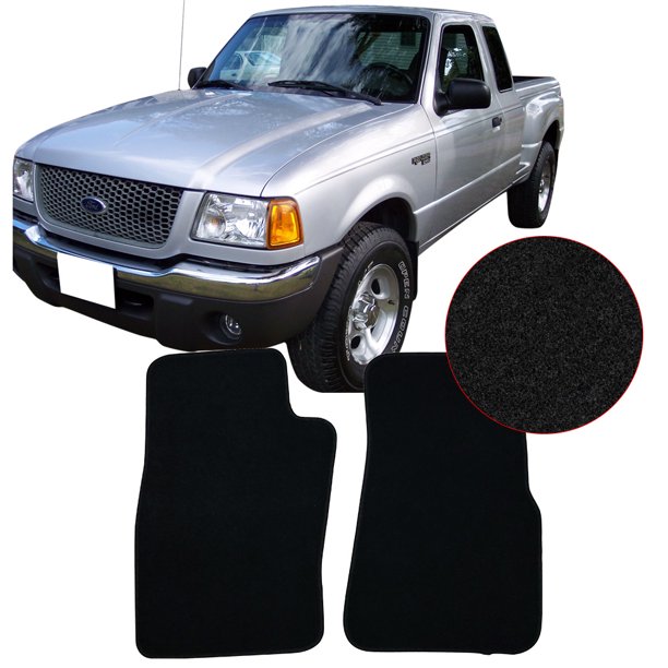 Compatible with 9602 Ford Ranger OE Factory Style Black Nylon Carpet Car Floor Mats Front Rear