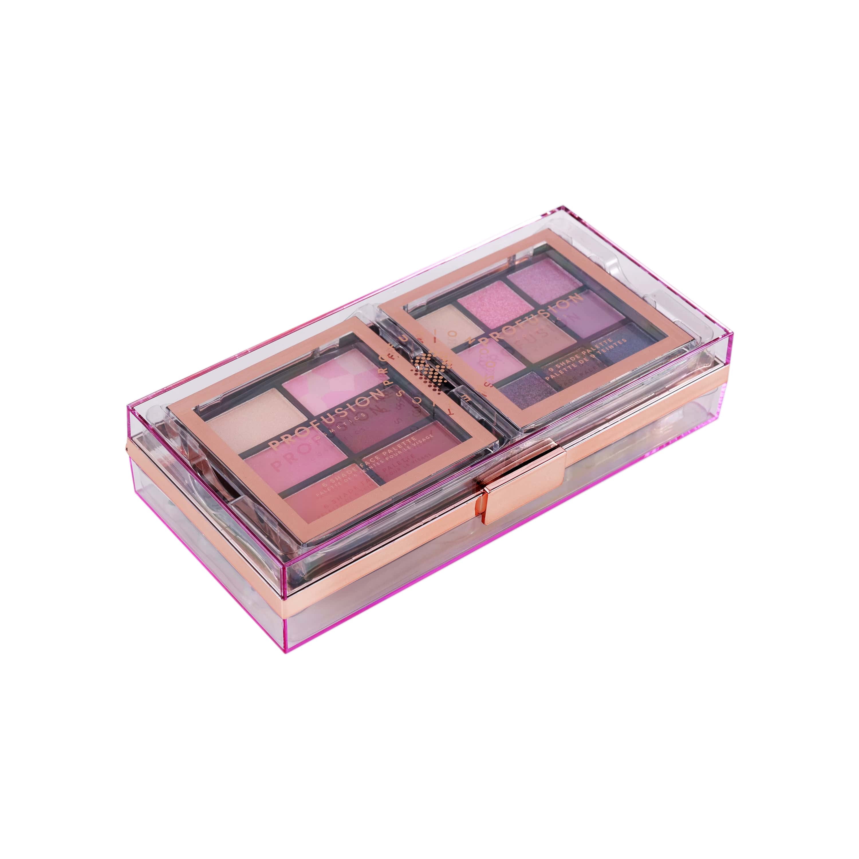 Profusion Cosmetics Artistry On The Go Makeup Kit, 9 Shade Eyeshadow & 6 Shade Face Palettes with Brushes and Primers, Travel-Friendly & Vegan Beauty Set, In The Cosmos