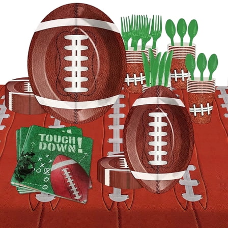 Moerstar 121 Pcs Football Party Decorations for 20 Guests, Football Plates and Napkins Party Supplies Kit, Green Superbowl Decorations