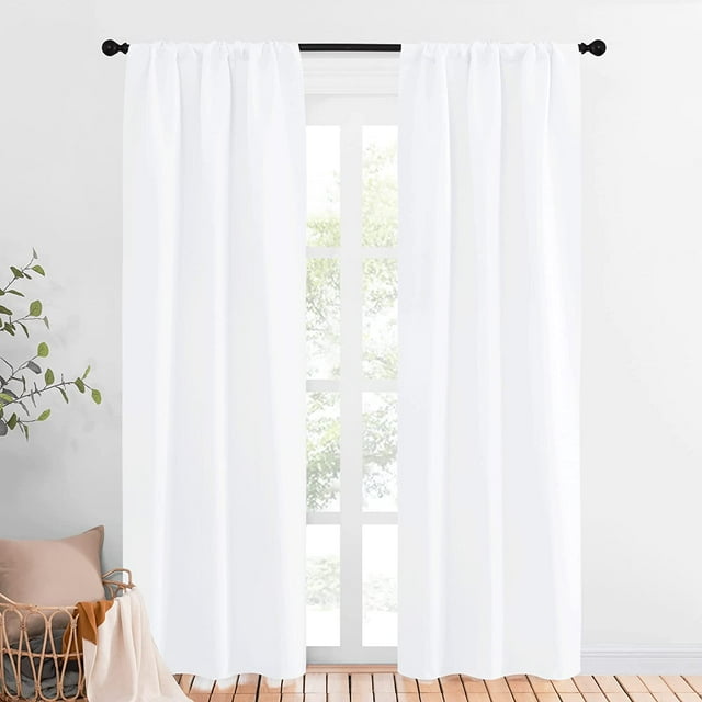 ZMLEVE Blanc Rideaux de Chambre à Coucher - Multi-Fonctions Réduction du Bruit de la Performance Traitement de Fenêtre Thermique Isolé Tige Chambre Assombrissement Rideaux pour la Pépinière (2 Panneaux, 34 par 84)