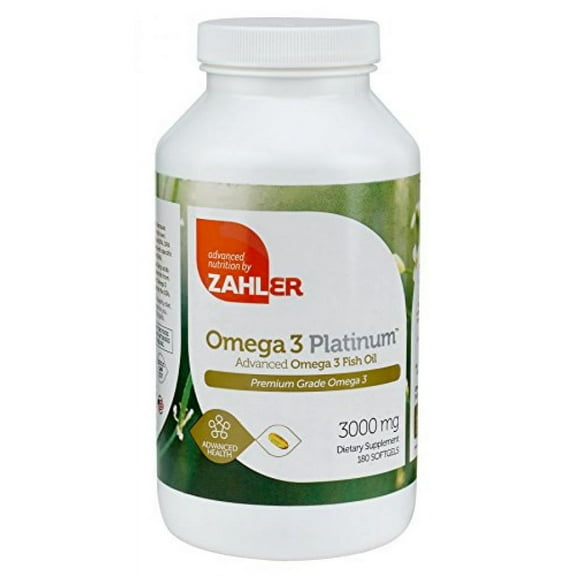 Zahler Omega 3 Platinum 3000mg, Triple Strength All-Natural Pure Fish Oil Supplement, Burpless Softgel with No Fishy Aftertaste, Highest in EPA and DHA,Certified Kosher, 180 Softgels