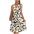 thumbnail image 4 of Otvok Womens Summer Casual V Neck Sleeveless Tank Dress Tiered A-Line Beach Mini Sundress Boho Abstract Print Resort Vacation Dress, 4 of 6