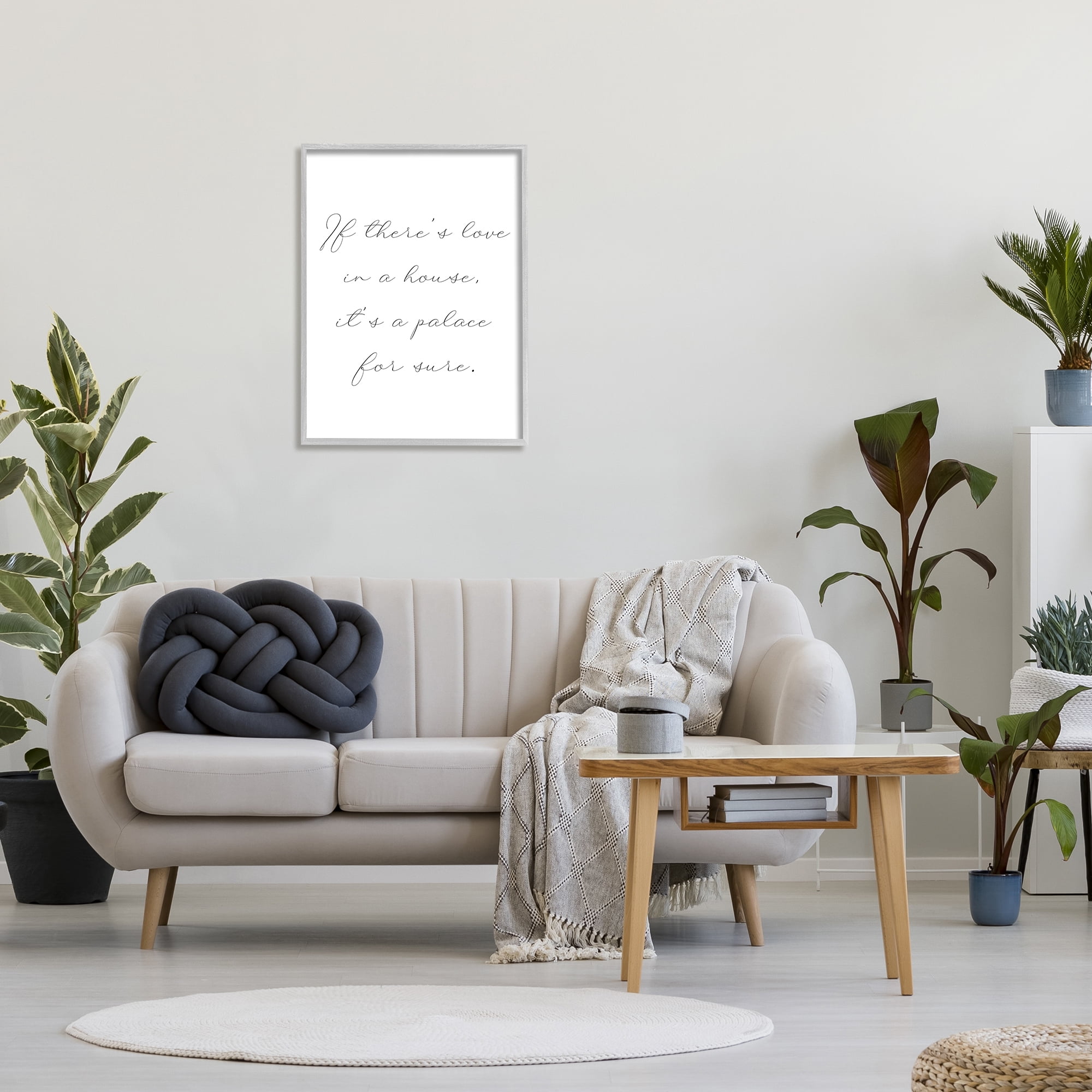 Stupell Industries Minimal Love In A House Inspirational Painting Gray Framed Art Print Wall Art, 24 x 30