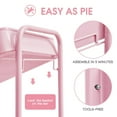 thumbnail image 5 of KK KINGRACK 3-Tier Rolling Cart, Metal Utility Cart with Wheels ,Office School Organizer, Pink, 5 of 6