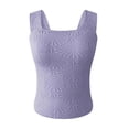thumbnail image 4 of XMHJSMD Women Square Neck Wide Straps Crop Tank Tops Casual Floral Sleeveless Lettuce Trim Slim Fit Crop Ca M I Vest Tops (Purple,S), 4 of 4